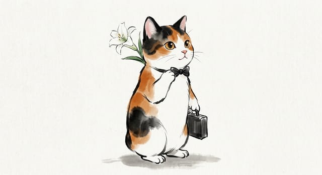 Mucha the cat ready to tackle the day